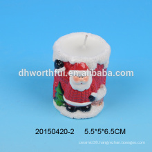 Customized new style ceramic decorative tea light holder with santa painting